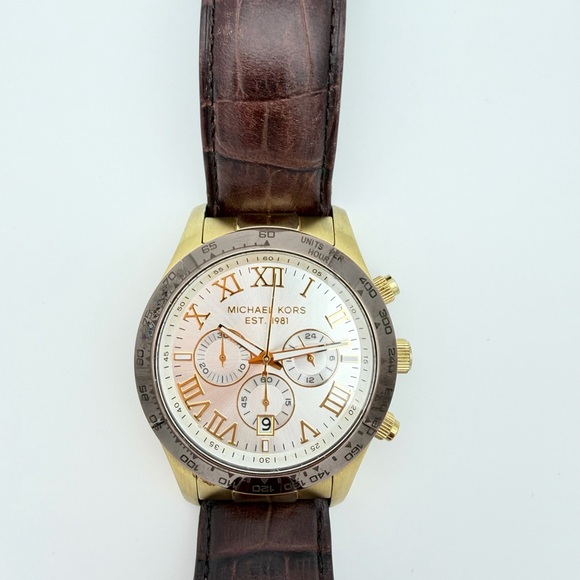 Michael Kors Gold and Brown Chronograph Watch MK-8263
